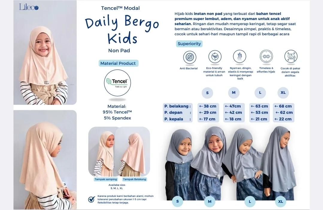 Tencel LilEco - Hijab Bergo Non Pad Kids XL
